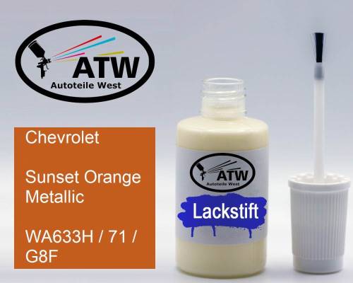 Chevrolet, Sunset Orange Metallic, WA633H / 71 / G8F: 20ml Lackstift, von ATW Autoteile West.